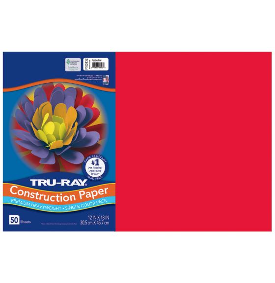 Papier construction Tru-Ray® résistant à la décoloration, 50 feuilles de 30,5 cm x 46 cm - Rouge festif