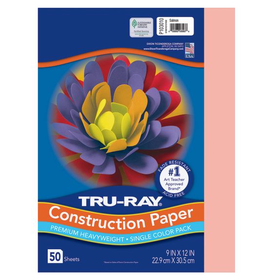 Papier construction Tru-Ray® résistant à la décoloration, 50 feuilles de 23 cm x 30,5 cm - Saumon