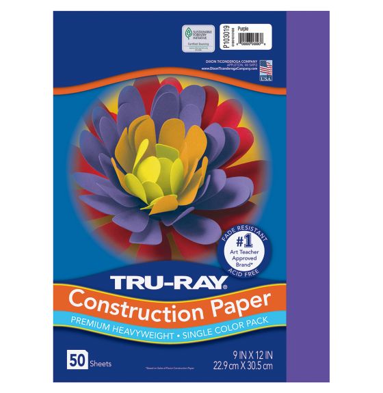 Papier construction Tru-Ray® résistant à la décoloration, 50 feuilles de 23 cm x 30,5 cm - Pourpre