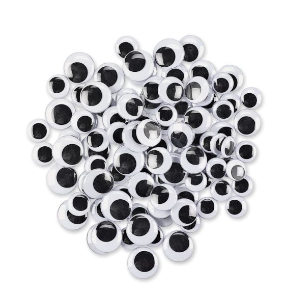 Yeux mobiles noir et blanc, à coller, format géant - Paquet de 100