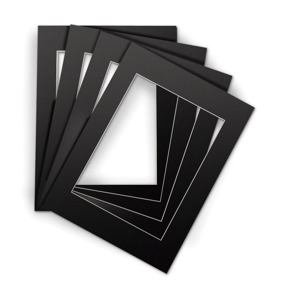 Beveled Edge Mats - Black Mats - 10 Pack - Art Size: 12" x 18"