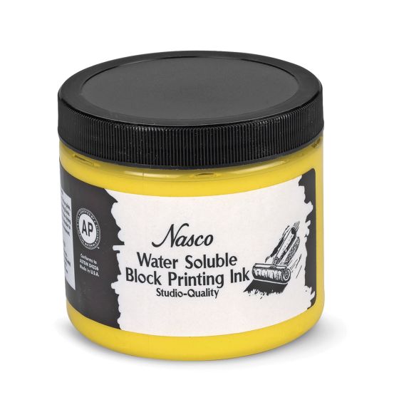 Nasco Water-Soluble Block Printing Ink - 473 mL / 16 oz Jar - Yellow