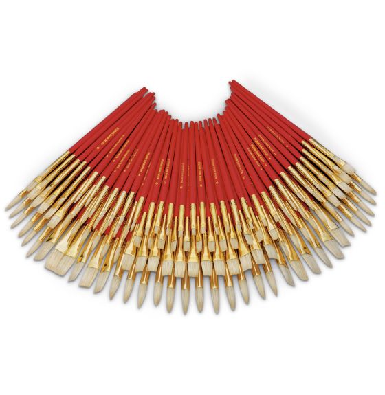 Royal Brush&reg; Boxed Assortment of Camel Hair Flat and Round Brushes - Set of 144