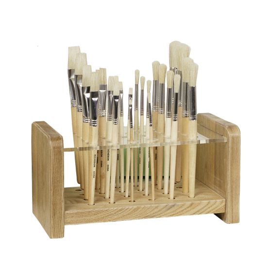 Children's Wooden Paint Brush Stand - With Brushes