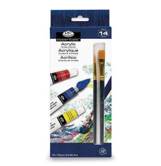 Royal Essentials Acrylic Paint Tubes - Assorted Colours - 12 mL (0.42 oz) - Set of 12 - Pack of 36