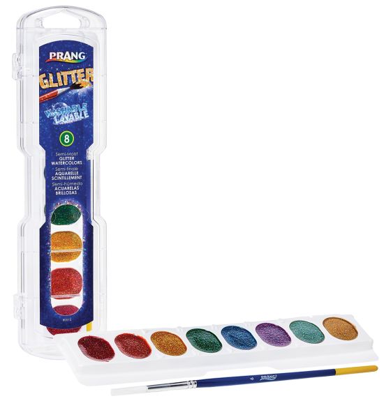 Plateaux d'aquarelle à paillettes PRANG&reg; à 8 cavités - Boîte de 12