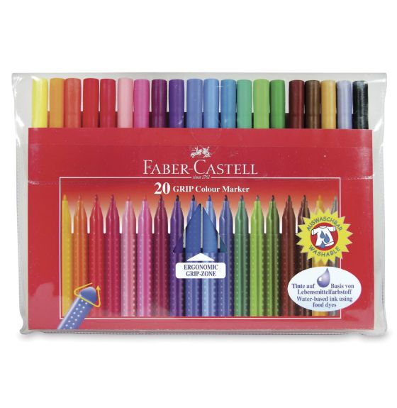 Faber-Castell&reg; Washable Fineline GRIP&trade; Markers - Set of 20