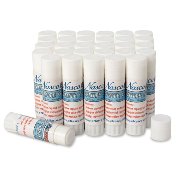 Nasco Economy Large Washable Glue Stick Class Set - White