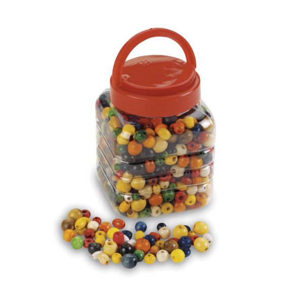 coloured Wood Beads - 6-oz.