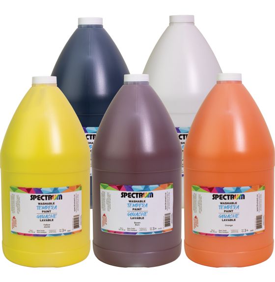 Gouache lavable économique Nasco, bouteilles de 3,8 L (128 oz) - Ensemble de 5 - Couleurs de l'automne