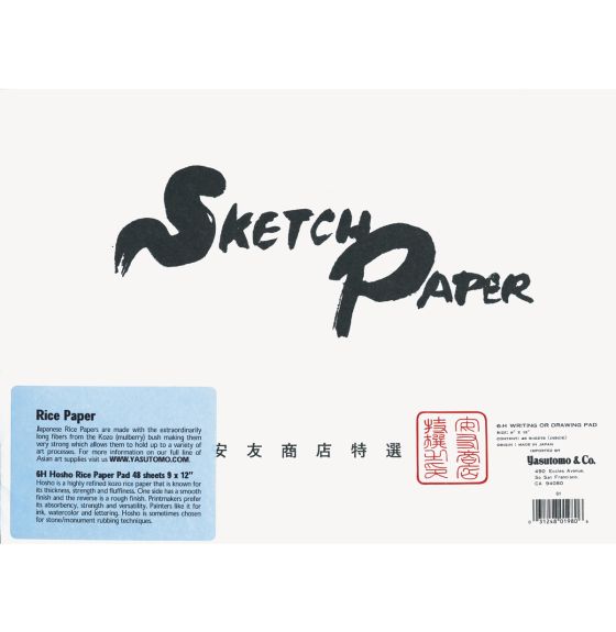 Tablette de 48 feuilles de papier Hosho pour croquis Yasutomo&reg; Sumi-E Art - 23 cm x 30 cm (9" x 12")