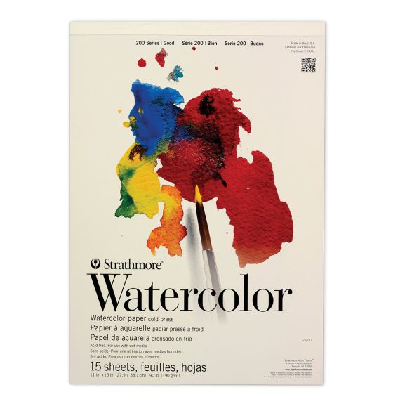 Tablette de 15 feuilles de papier aquarelle Strathmore® (90 lb) pour élèves - 28 cm x 38 cm (11" x 15")