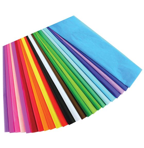 100 feuilles de papier de soie à couleurs solubles, 30,5 cm x 46 cm (12" x 18") - Couleurs assorties