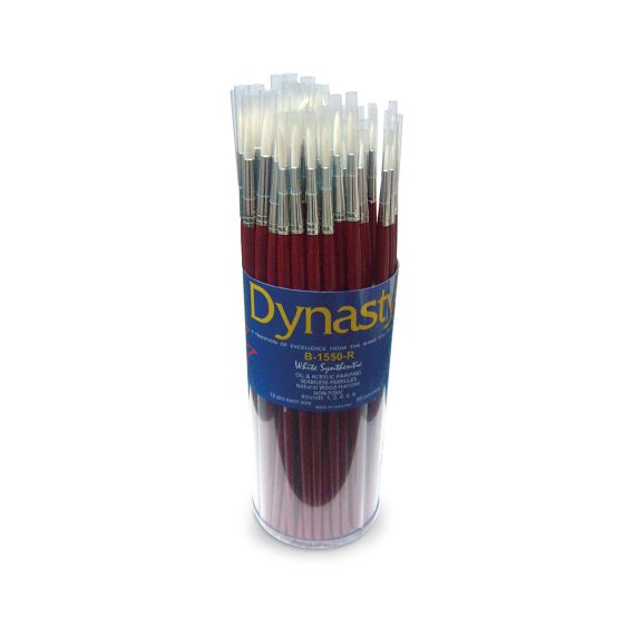 Dynasty® B-1550-R White Taklon Brushes - Set of 60