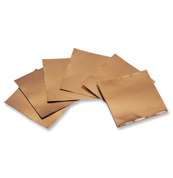 Paquet de 12 feuilles de cuivre de calibre 38 - 12,7 cm x 12,7 cm (5" x 5")