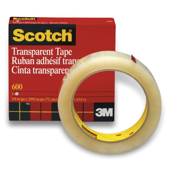 Scotch&reg; Transparent Tape - 3/4" W x 72 yd. Roll