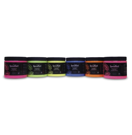 6 pots d'encre hydrosoluble Speedball® pour linogravure, 473 ml (16 oz) - Couleurs fluorescentes