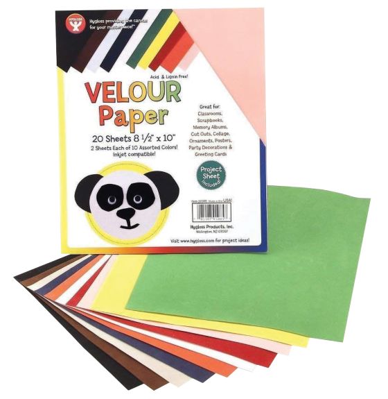 Hygloss&reg; Velour Paper - 21.6 cm x 25.4 cm (8.5" x 10") - Pack of 20