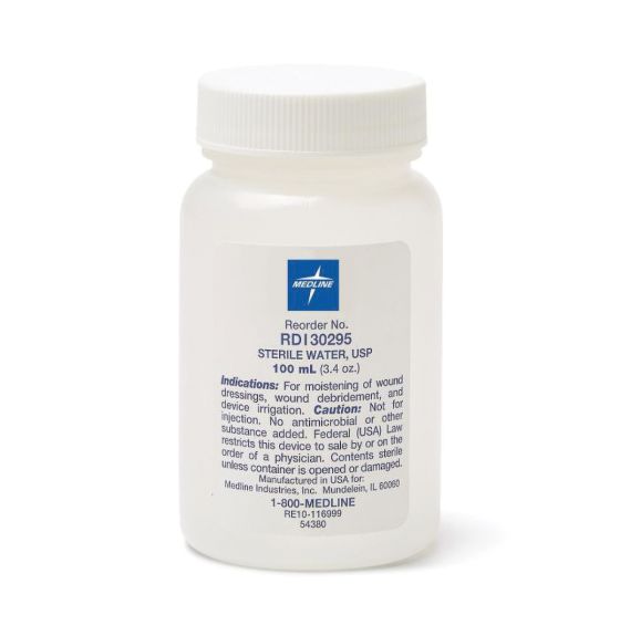 Medline Sterile Water Solution for Irrigation with Screw Top - Pack of 48