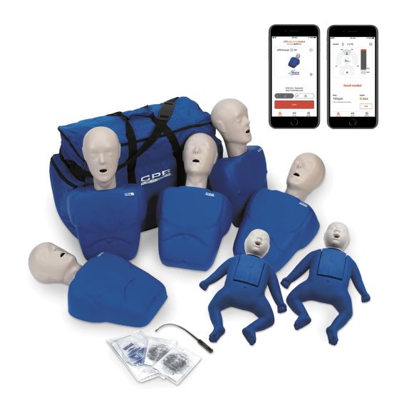 Mannequins complets CPR Prompt® Plus TPAK700 alimentés par Heartisense® - Ensemble de 7 (Bleu)