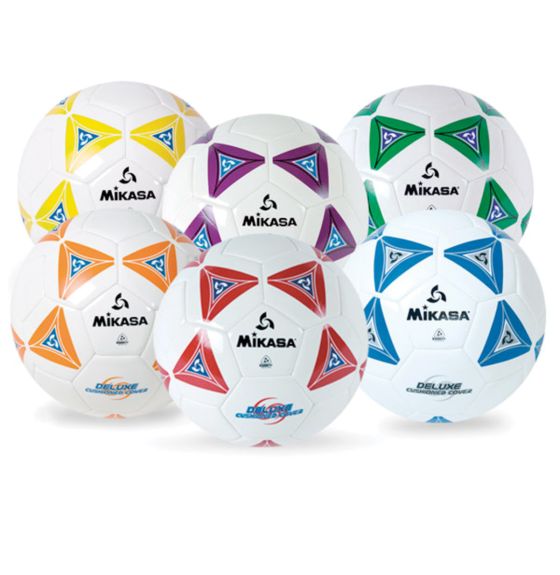 Mikasa® Deluxe Cushioned Cover Soccer Balls - 6 Colour Set - Size 4
