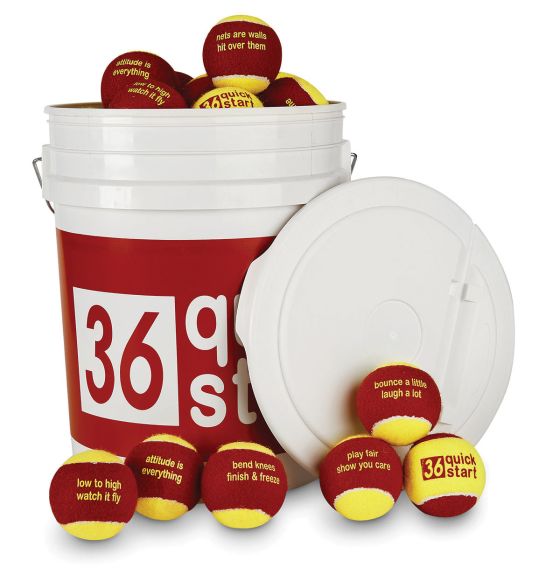Quick Start 36 Red Felt Balls with Slogans - 48-Ball Bucket