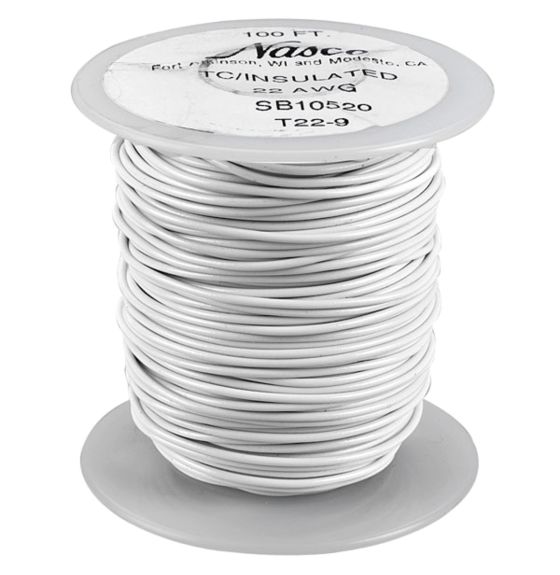 PVC Covered Copper Connecting Wire - 10 oz Roll, 22 Gauge - White