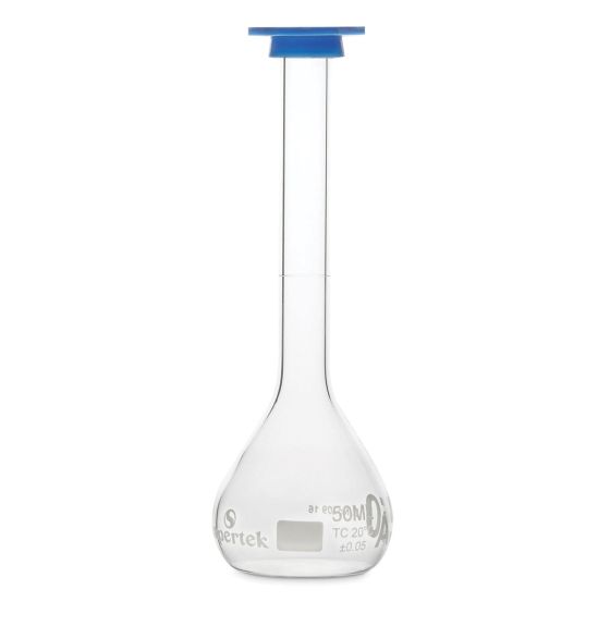 Fiole jaugée avec bouchon pression de plastique  - 50 ml