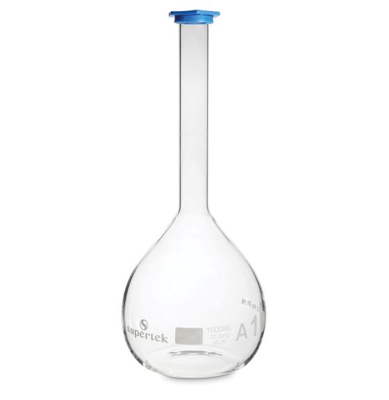 Fiole jaugée avec bouchon pression de plastique - 1000 ml