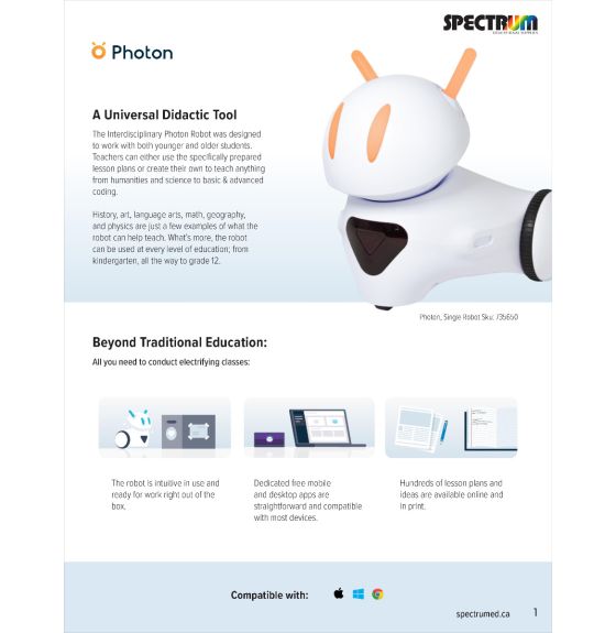 Ressource numérique du robot Photon - En anglais