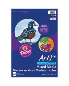 Paquet de 60 feuilles de papier sulfite de haute qualité pour techniques mixtes Art1st® - 30,5 cm x 46 cm (12" x 18")