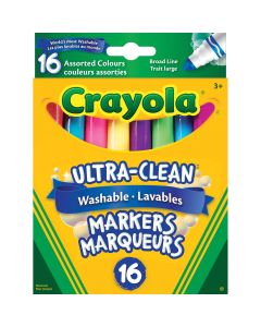 Boîte de 16 marqueurs lavables Crayola® - Couleurs variées, trait large