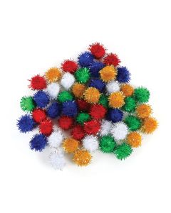 Pompons scintillants de 0,6 cm (¼”), couleurs assorties - Paquet de 50