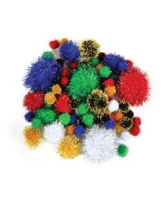 Pompons scintillants – Couleurs et tailles assorties