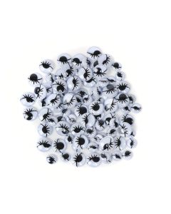 Paste-On Black & White Wiggle Eyes - Assorted with Eyelashes - Pack of 100