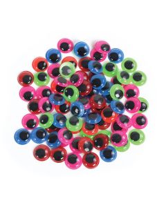 Paste-On Coloured Wiggle Eyes - 15mm Assorted Bright Colours - Pack of 80