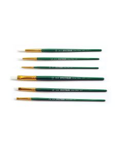 Spectrum Assorted White Taklon Brushes - Sizes 2, 6, 12, 0, 6, 10 - Set of 6