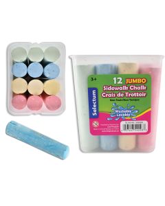  Jumbo Sidewalk Chalk In Bucket - 12 Piece
