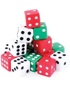 Spectrum Standard Coloured Dice, 1.6cm - Red, Green, White - Set of 36