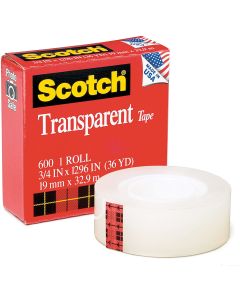 Scotch&reg; Transparent Tape - 3/4" W x 36-yd. Roll