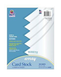 Pacon® Array® Card Stock - White - 21.6 cm x 27.95 cm (8 1/2" x 11") - 65 lb - 100 Sheets