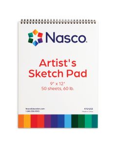 Cahier à croquis Nasco, 50 feuilles, 60 lb - 23 cm x 30,5 cm (9" x 12")