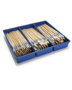 Assortiment économique de 144 pinceaux plats et ronds Royal Brush® en soies de porc, à manche long