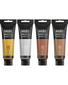Tubes de peinture acrylique métallisée Liquitex® Basics™, 118 ml (4 oz) - Ensemble de 4