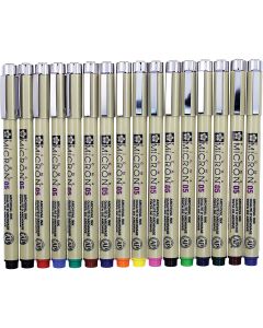 Stylos-feutres permanents à encre Pigma™ Micron® de Sakura® - Ensemble de 16 - Couleurs assorties