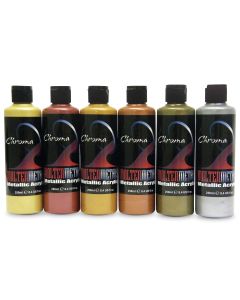 Ensemble de 6 bouteilles de peinture acrylique métallique Chroma® Molten Metals - 237 ml (8 oz)