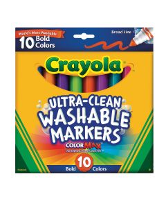 10 marqueurs lavables à pointe conique large Crayola® Ultra-Clean Washable® - Couleurs vives