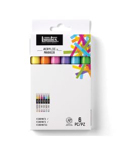 Ensemble de 6 marqueurs à peinture Liquitex® à pointe fine (4 mm) - Couleurs éclatantes
