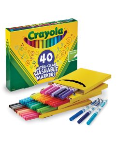 Crayola&reg; Ultra-Clean Washable&reg; Colour Markers -  Assorted Colours, Fine Line - Set of 40